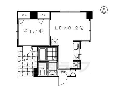 東海道本線 京都駅 徒歩5分 10階建 築14年(1LDK/7階)の間取り写真
