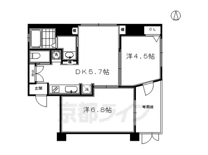 東海道本線 京都駅 徒歩5分 10階建 築14年(2DK/1階)の間取り写真