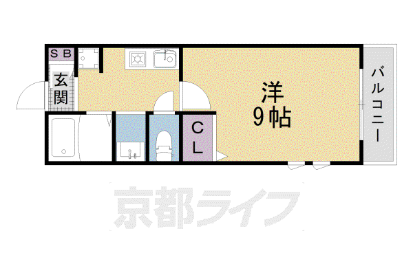 東海道本線 西大路駅 徒歩10分 2階建 築26年(1K/1階)の間取り写真