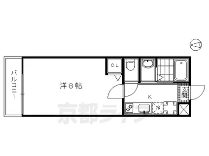 京阪電気鉄道京阪線 清水五条駅 徒歩5分 4階建 築13年(1K/1階)の間取り写真