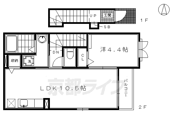 フェリーチェレヴァンテ(1LDK/2階)の間取り写真