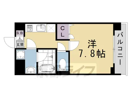 ベラジオ五条堀川Ⅲ(1K/2階)の間取り写真