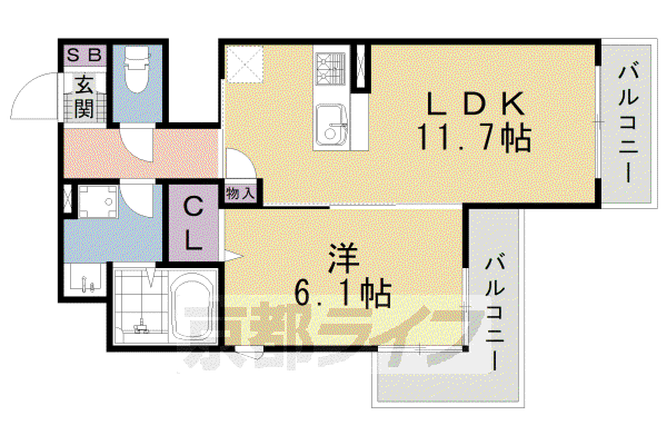 東海道本線 西大路駅 徒歩15分 2階建 築13年(1LDK/2階)の間取り写真