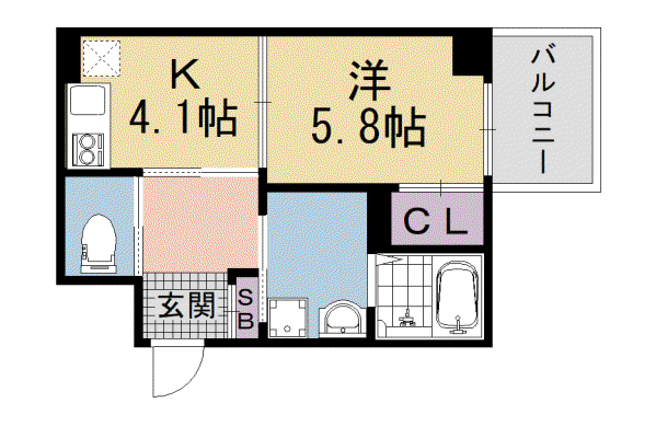クリプトメリア京都六条(1K/3階)の間取り写真