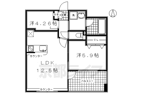 GRACIA清水五条(2LDK/2階)の間取り写真