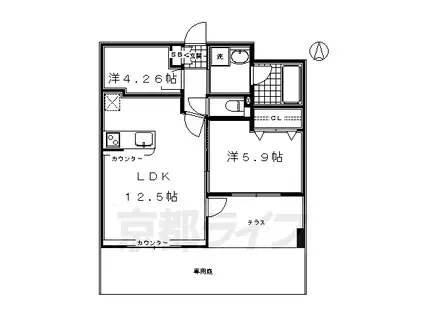 GRACIA清水五条(2LDK/1階)の間取り写真