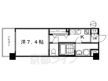 京都市烏丸線 京都駅 徒歩13分 5階建 築12年(1K/2階)の間取り写真