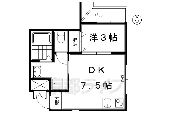 近鉄京都線 東寺駅 徒歩5分 3階建 築12年(1DK/2階)の間取り写真
