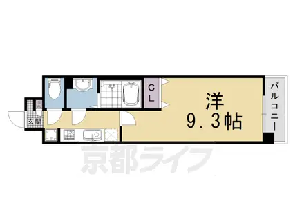 京都市烏丸線 五条駅(京都市営) 徒歩7分 4階建 築11年(1K/4階)の間取り写真