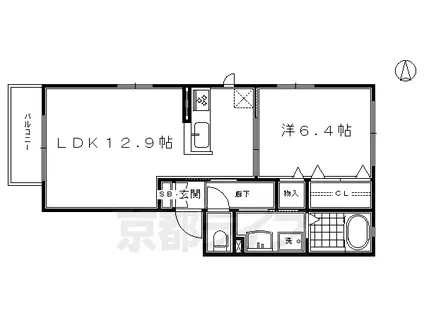 近鉄京都線 東寺駅 徒歩13分 3階建 築12年(1LDK/2階)の間取り写真