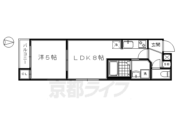 近鉄京都線 東寺駅 徒歩14分 4階建 築11年(1LDK/4階)の間取り写真