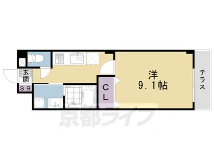 東海道本線 西大路駅 徒歩10分 3階建 築10年(1K/1階)の間取り写真