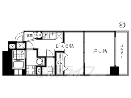 近鉄京都線 東寺駅 徒歩7分 7階建 築10年(1DK/4階)の間取り写真