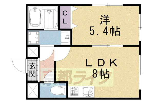 京都市烏丸線 五条駅(京都市営) 徒歩7分 4階建 築11年(1LDK/3階)の間取り写真
