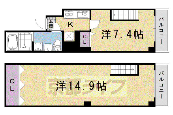 山陰本線 丹波口駅 徒歩10分 6階建 築10年(2K/5階)の間取り写真