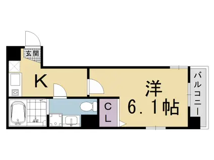 山陰本線 丹波口駅 徒歩10分 6階建 築10年(1K/3階)の間取り写真