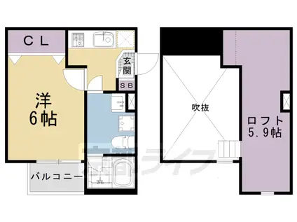 東海道本線 西大路駅 徒歩12分 2階建 築9年(1K/1階)の間取り写真
