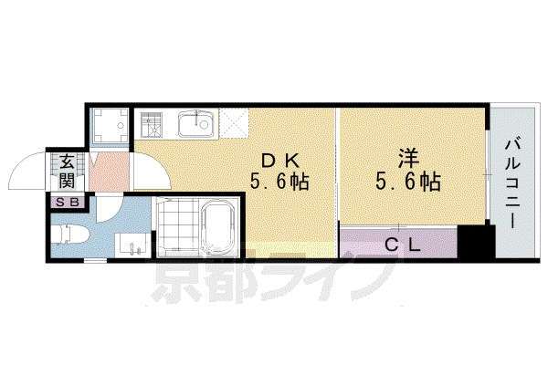 東海道本線 西大路駅 徒歩7分 8階建 築10年(1DK/8階)の間取り写真