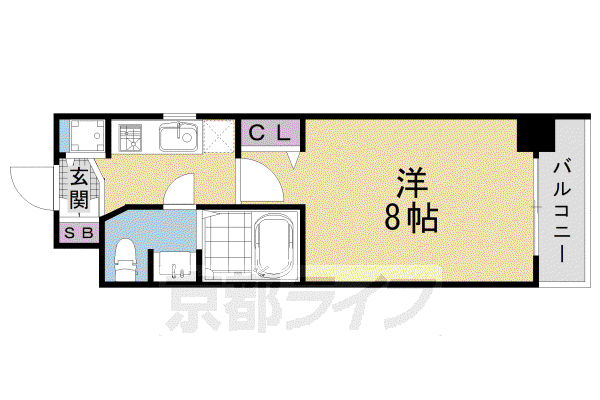 東海道本線 西大路駅 徒歩7分 8階建 築10年(1K/4階)の間取り写真