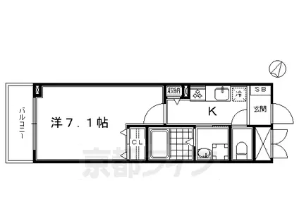 東海道本線 桂川駅(京都) 徒歩20分 5階建 築9年(1K/4階)の間取り写真