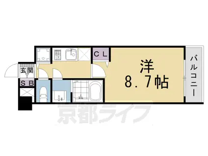 京都市烏丸線 九条駅(京都) 徒歩7分 7階建 築9年(1K/5階)の間取り写真