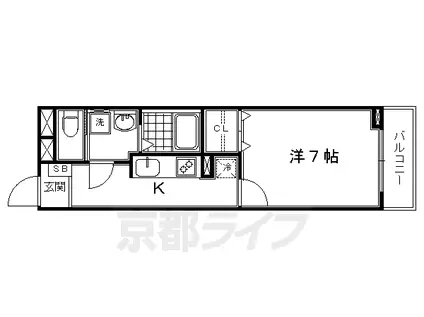 京都市烏丸線 竹田駅(京都) 徒歩24分 2階建 築9年(1K/1階)の間取り写真
