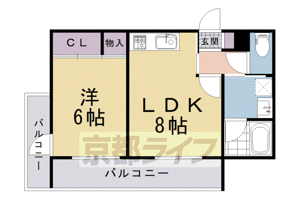 コンフォート修学院(1LDK/3階)の間取り写真