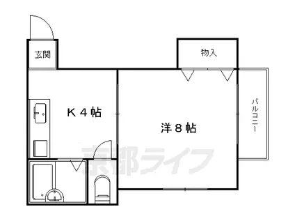 叡山電鉄 元田中駅 徒歩1分 2階建 築24年(1K/1階)の間取り写真