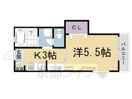 MIO聖護院(1K/2階)の間取り写真