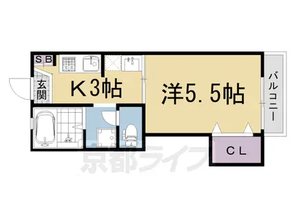 京阪電気鉄道鴨東線 神宮丸太町駅 徒歩10分 2階建 築34年(1K/2階)の間取り写真