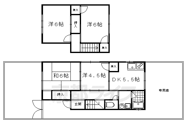 京都市烏丸線 北山駅(京都) 徒歩7分 2階建 築55年(4DK)の間取り写真