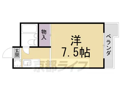 叡山電鉄 茶山・京都芸術大学駅 徒歩2分 4階建 築42年(1K/1階)の間取り写真