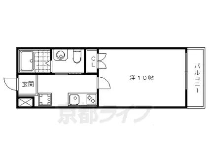 叡山電鉄 茶山・京都芸術大学駅 徒歩2分 3階建 築21年(1K/3階)の間取り写真