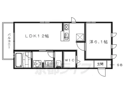 叡山電鉄 一乗寺駅 徒歩5分 2階建 築14年(1LDK/1階)の間取り写真