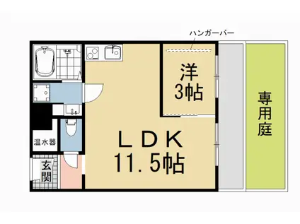 叡山電鉄 元田中駅 徒歩7分 4階建 築47年(1LDK/1階)の間取り写真