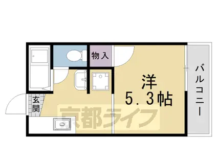 京都市烏丸線 北山駅(京都) 徒歩10分 2階建 築44年(1K/1階)の間取り写真