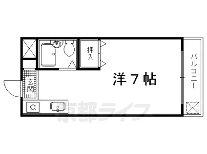京都市烏丸線 北大路駅 徒歩12分 3階建 築39年(1K/3階)の間取り写真