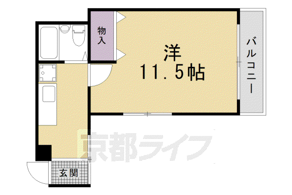 京阪電気鉄道鴨東線 神宮丸太町駅 徒歩24分 3階建 築37年(1K/2階)の間取り写真