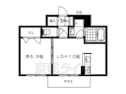 叡山電鉄 一乗寺駅 徒歩4分 3階建 築14年(1LDK/1階)の間取り写真