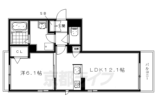 叡山電鉄 一乗寺駅 徒歩4分 3階建 築14年(1LDK/3階)の間取り写真