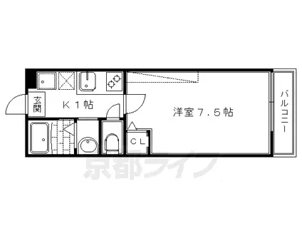 叡山電鉄 元田中駅 徒歩3分 3階建 築13年(1K/2階)の間取り写真