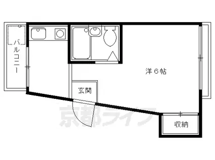 京都市東西線 蹴上駅 徒歩24分 3階建 築36年(1K/3階)の間取り写真