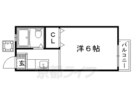 京都市烏丸線 北大路駅 徒歩38分 2階建 築39年(1K/1階)の間取り写真