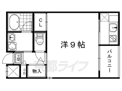 京都市烏丸線 北大路駅 徒歩10分 5階建 築12年(1K/2階)の間取り写真