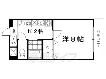 京都市烏丸線 北山駅(京都) 徒歩5分 4階建 築23年(1K/4階)の間取り写真