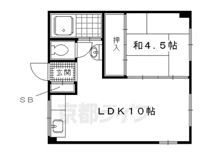 京都市烏丸線 北山駅(京都) 徒歩5分 3階建 築49年(1LDK/2階)の間取り写真