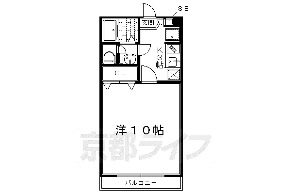 叡山電鉄 一乗寺駅 徒歩6分 2階建 築21年(1K/2階)の間取り写真