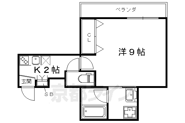 ラルゴ仁王門(1K/1階)の間取り写真