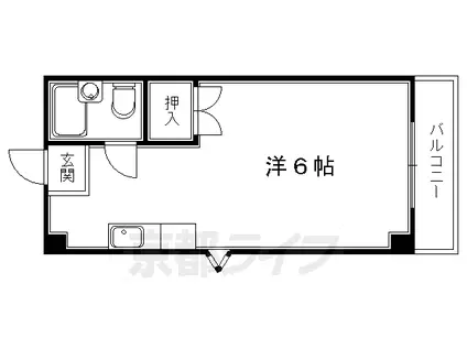 京都市東西線 東山駅(京都) 徒歩25分 3階建 築39年(1K/3階)の間取り写真