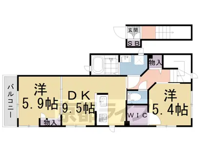 京都市烏丸線 松ケ崎駅(京都) 徒歩4分 2階建 築13年(2LDK/2階)の間取り写真